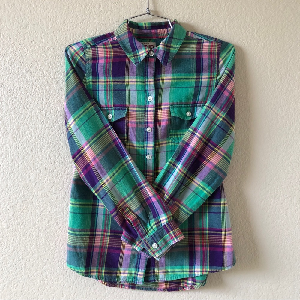 Ladies Plaid Button up